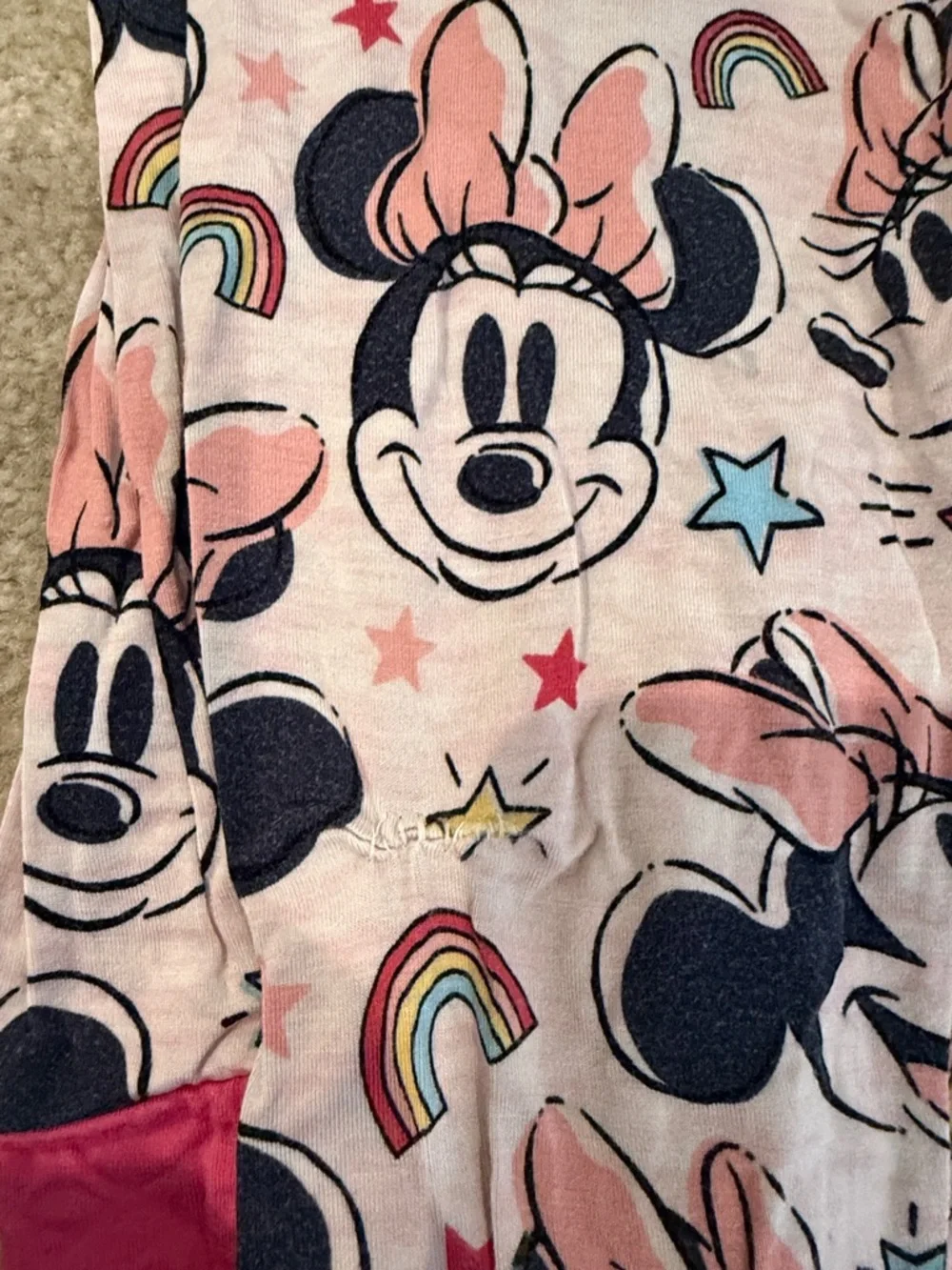 Little Sleepies Pink Minnie Mouse Pajama Set with Hot Pink Accents